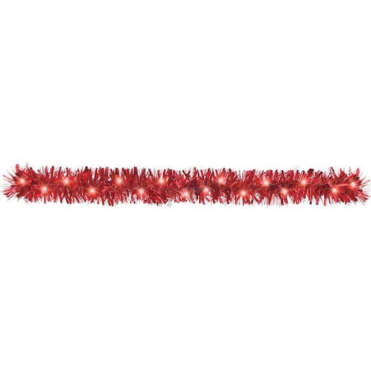 9ft. Light-Up Red Tinsel Christmas Garland